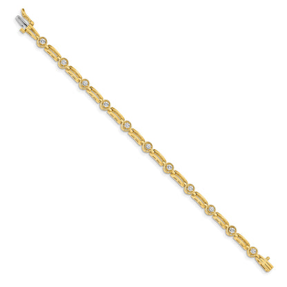 14k Holds 3/4 carat 11-2.6mm Round Diamond 4-prong Bar Link 7  inch Tennis Bracelet Mounting