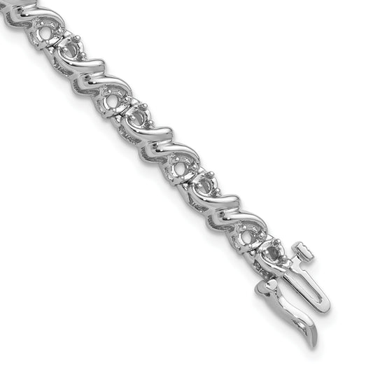 14k White Gold Holds 1.17 carat 30-2.1mm Round Diamond Fancy Swirl 7 inch Tennis Bracelet Mounting