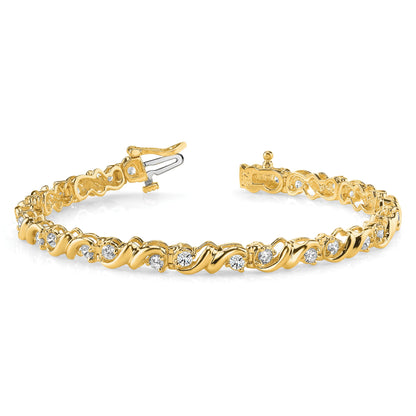 14k Holds 2.88 carat 28-3mm Round Diamond Fancy Swirl 7 inch Tennis Bracelet Mounting