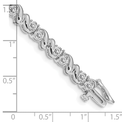 14k White Gold Holds 2.88 carat 28-3mm Round Diamond Fancy Swirl 7 inch Tennis Bracelet Mounting