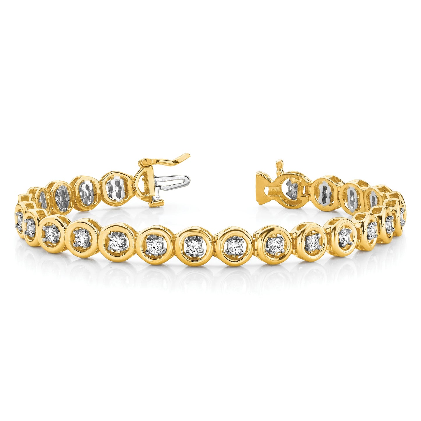 14k Holds 22 Stones up to 3.25mm Circle Add-a-Diamond 7 inch Tennis Bracelet