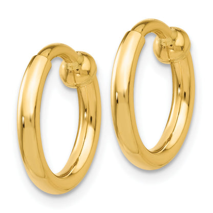 14k 2x10mm Polished Tube Hoop Non-pierced Earrings