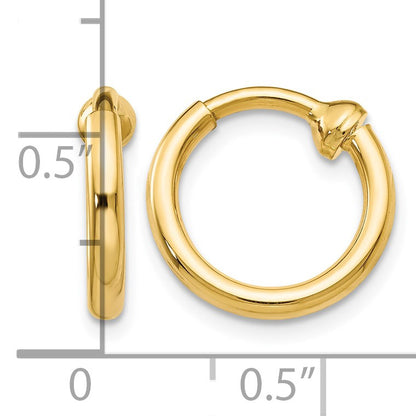 14k 2x10mm Polished Tube Hoop Non-pierced Earrings