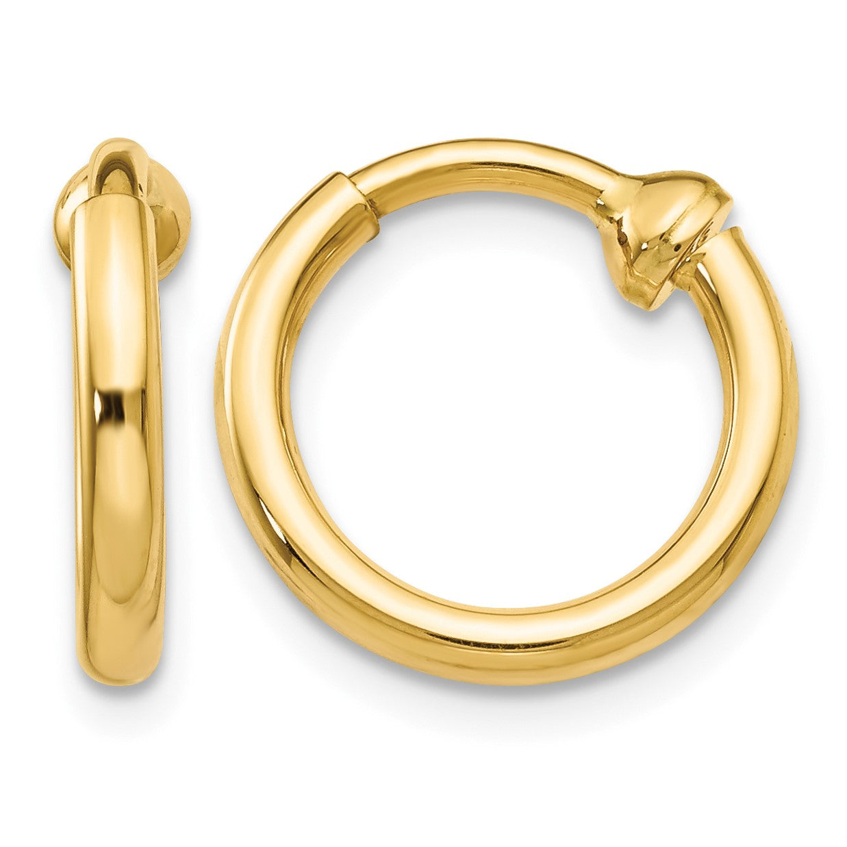 14k 2x10mm Polished Tube Hoop Non-pierced Earrings