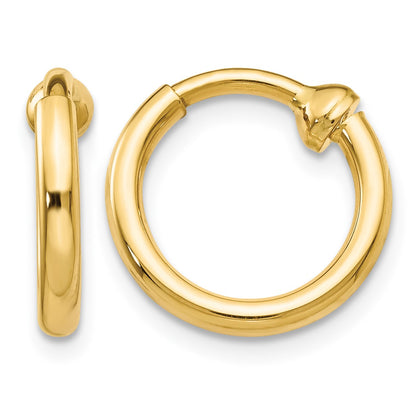 14k 2x10mm Polished Tube Hoop Non-pierced Earrings