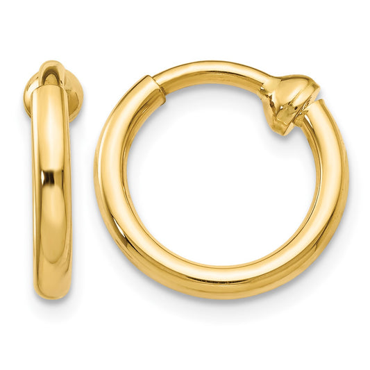 14k 2x10mm Polished Tube Hoop Non-pierced Earrings