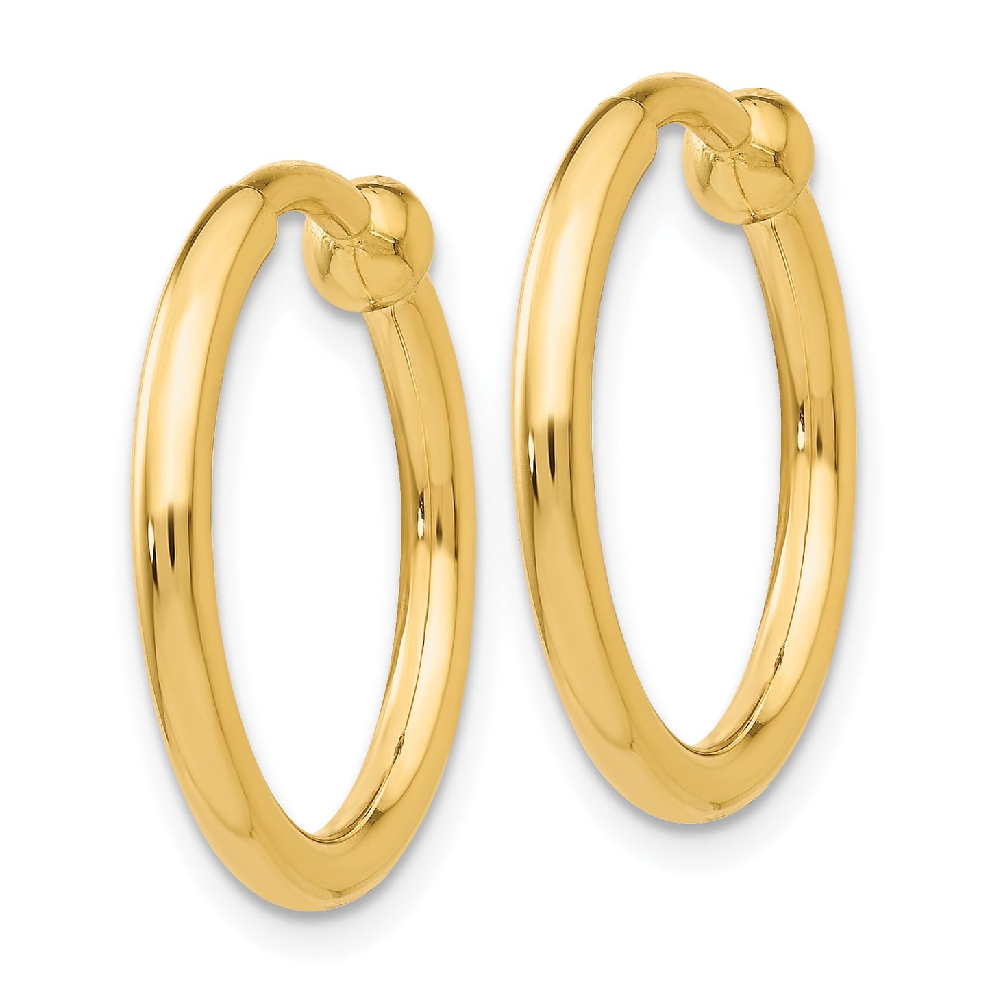 14k 2x15mm Polished Tube Hoop Non-pierced Earrings