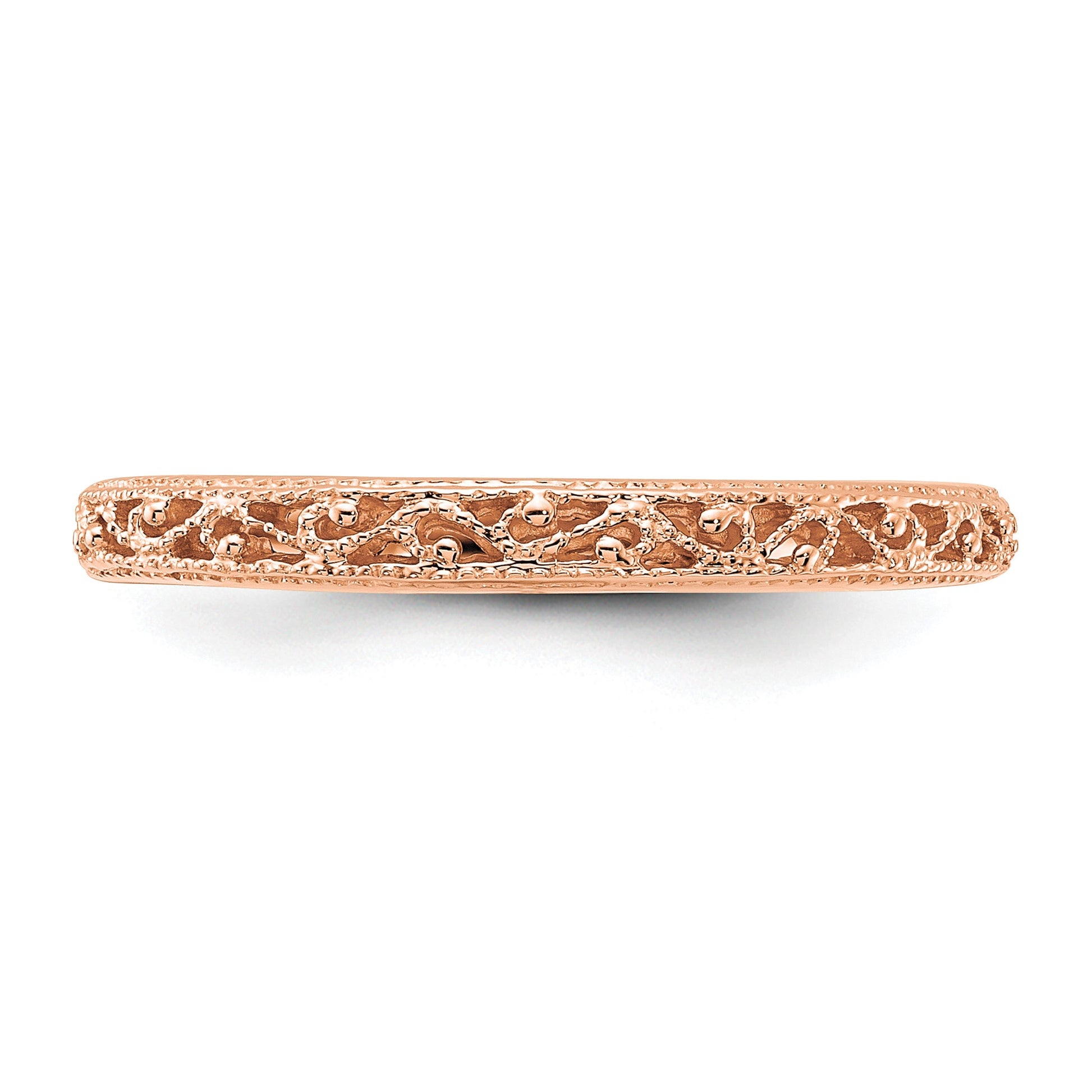 14k Rose Gold 3mm Filigree Wedding Band