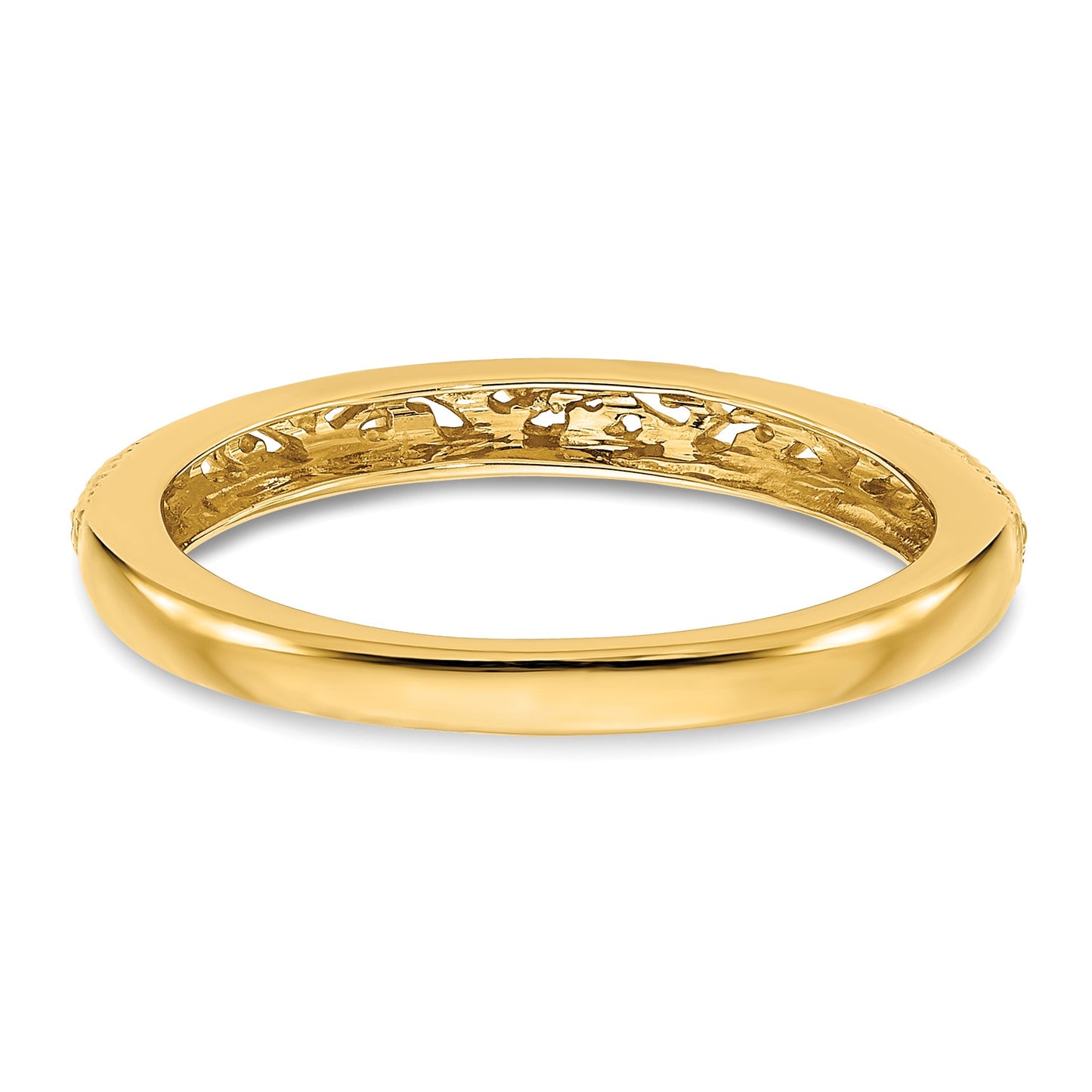 14k 3mm Filigree Wedding Band