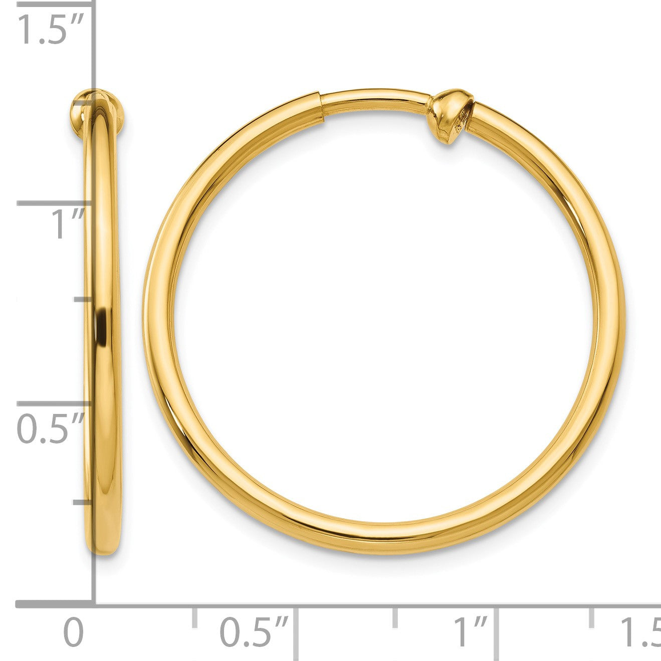 14k 2x25mm Polished Tube Hoop Non-pierced Earrings