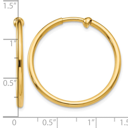 14k 2x25mm Polished Tube Hoop Non-pierced Earrings