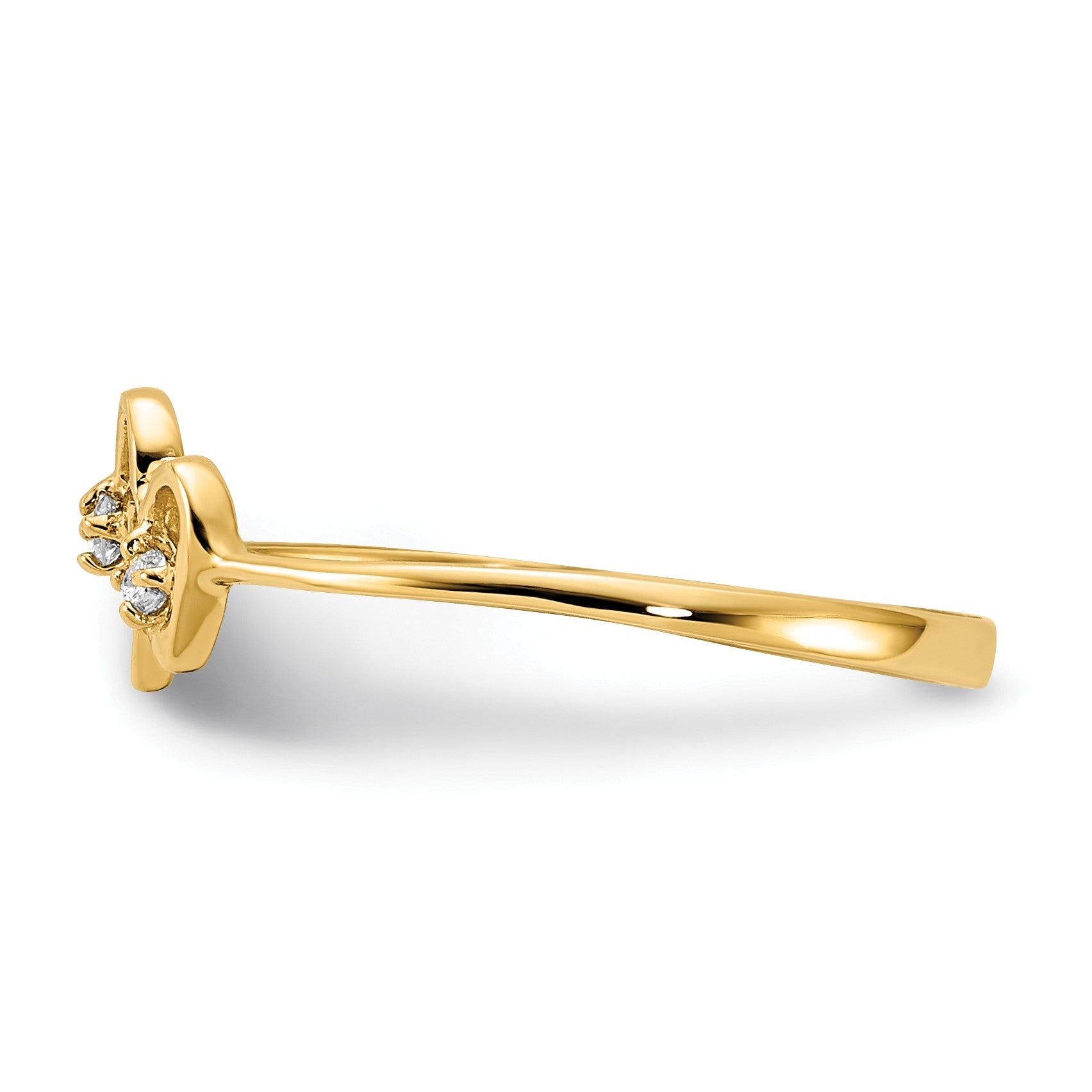 14k Polished AA Diamond Two Hearts Ring