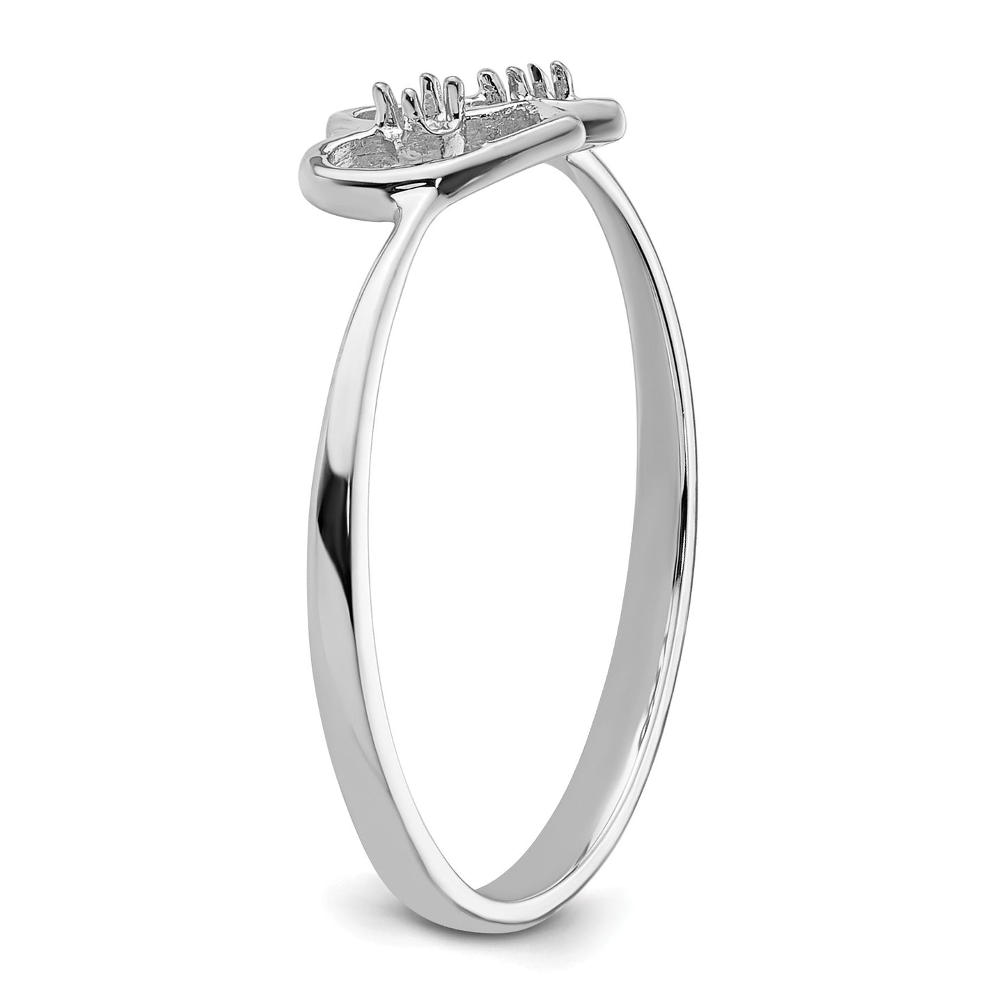 14k White Gold .03ct. Diamond Fancy Heart Ring Mounting