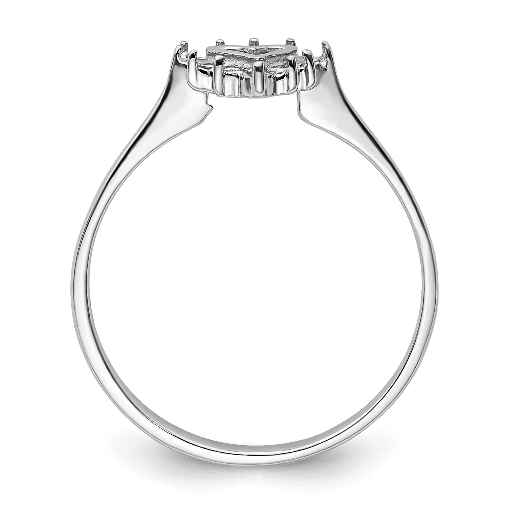 14k White Gold Polished .17ct. Diamond Heart Ring Mounting