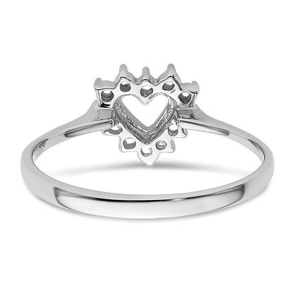 14k White Gold Polished .17ct. Diamond Heart Ring Mounting