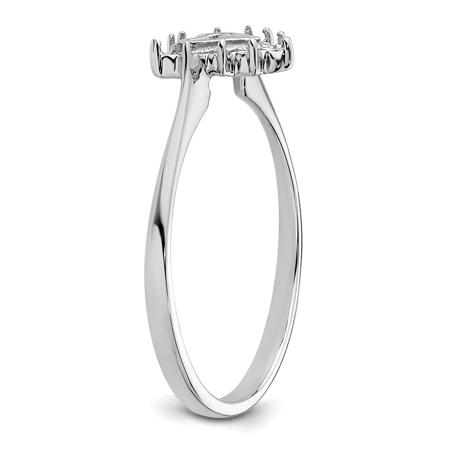 14k White Gold Polished .17ct. Diamond Heart Ring Mounting
