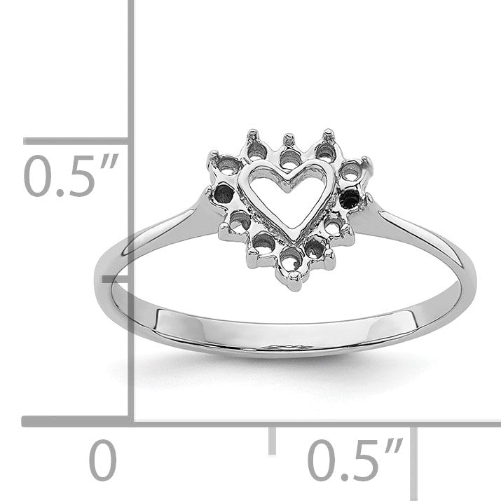 14k White Gold Polished .17ct. Diamond Heart Ring Mounting