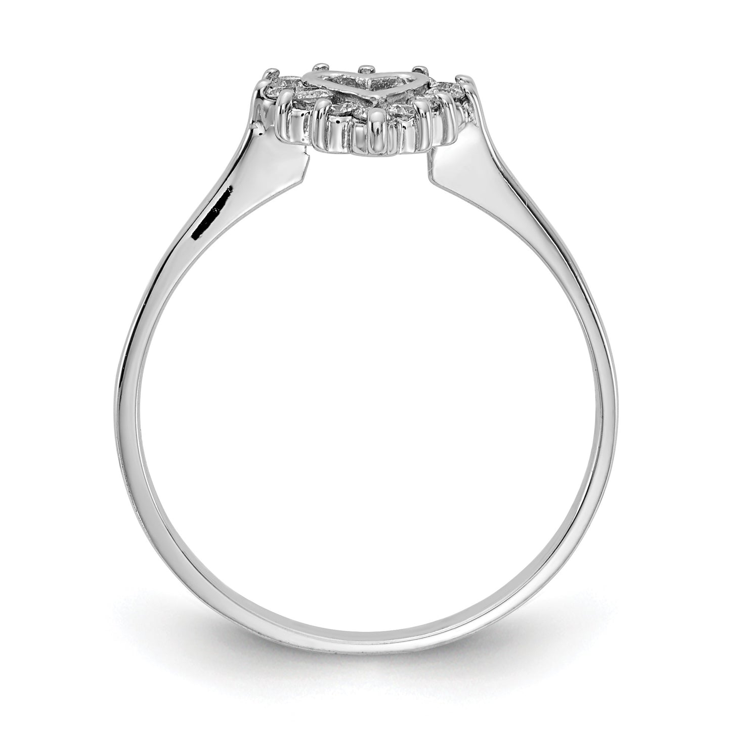 14k White Gold Polished 1/6 carat AA Diamond Heart Ring
