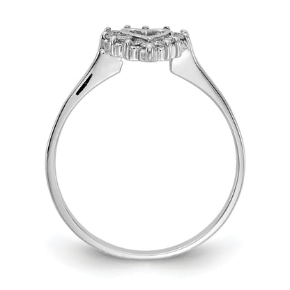 14k White Gold Polished 1/6 carat AA Diamond Heart Ring