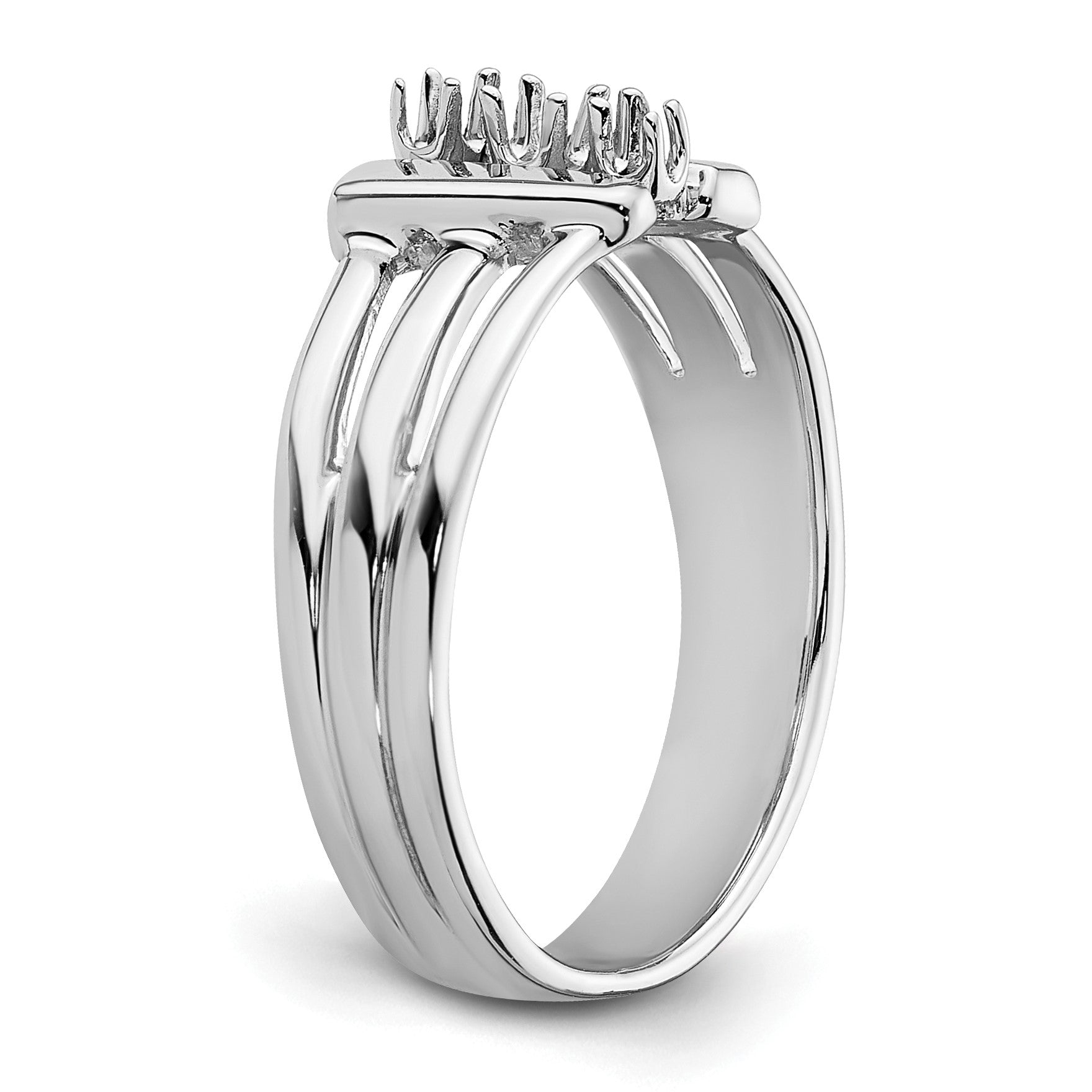 14k White Gold 3-Stone Ring Mounting