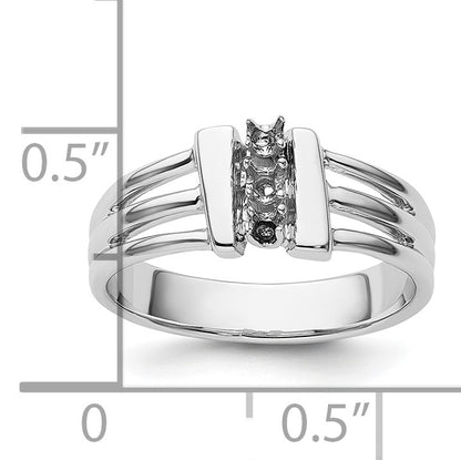 14k White Gold 3-Stone Ring Mounting