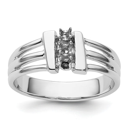 14k White Gold 3-Stone Ring Mounting