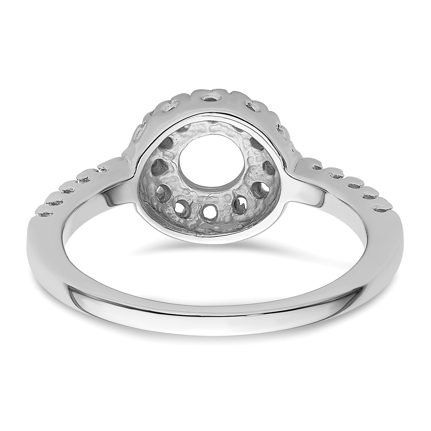 14k White Gold Polished Holds 24-1.5mm and 1-5mm Round Gemstone Ring Mounting