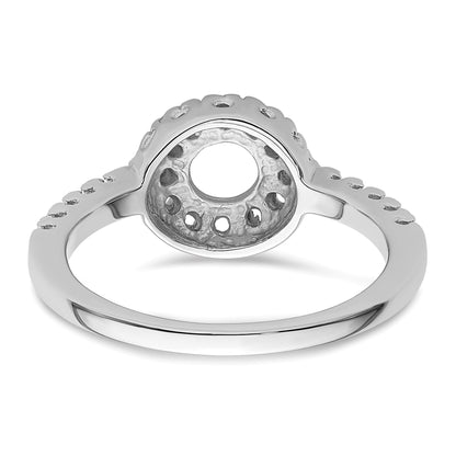 14k White Gold Polished Holds 24-1.5mm and 1-5mm Round Gemstone Ring Mounting