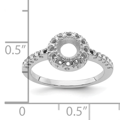 14k White Gold Polished Holds 24-1.5mm and 1-5mm Round Gemstone Ring Mounting
