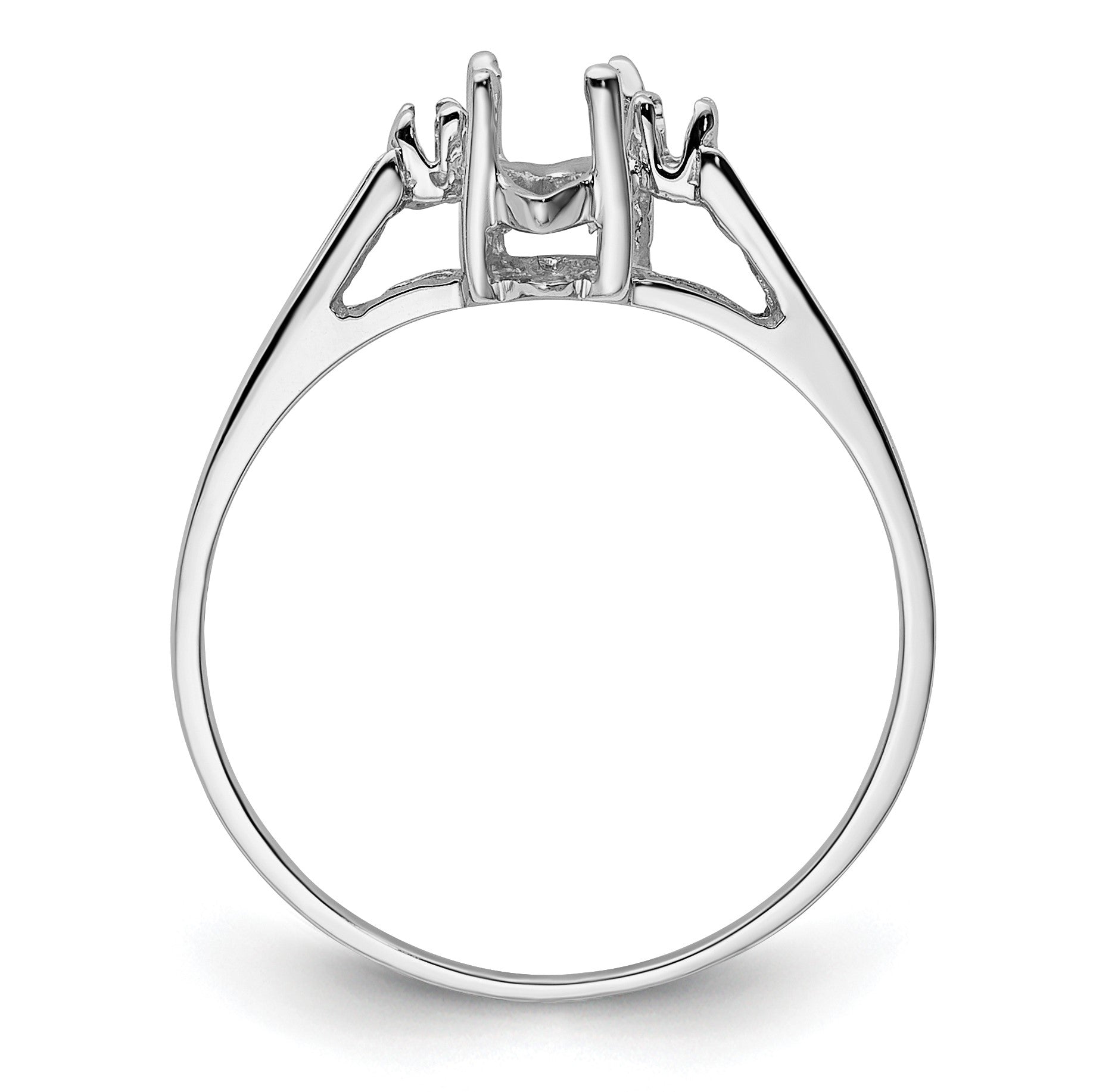 14k White Gold Holds 2-1.7mm Round and 1-8x4 Marquise Gemstone Ring Mounting