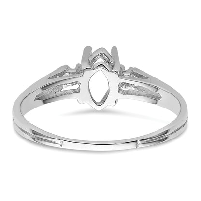 14k White Gold Holds 2-1.7mm Round and 1-8x4 Marquise Gemstone Ring Mounting