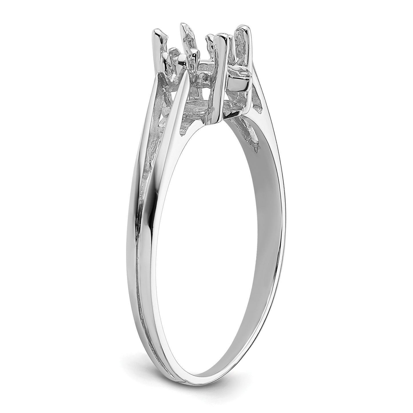 14k White Gold Holds 2-1.7mm Round and 1-8x4 Marquise Gemstone Ring Mounting