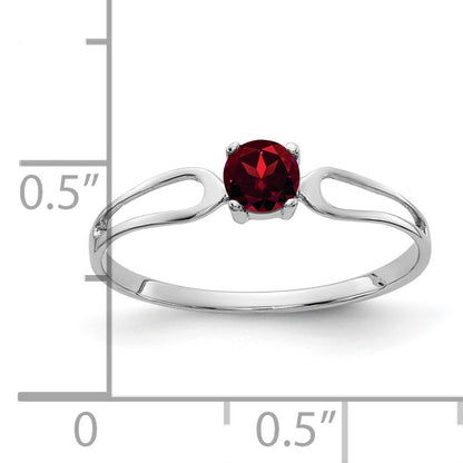 14k White Gold 4mm Round Garnet Split Shank Ring