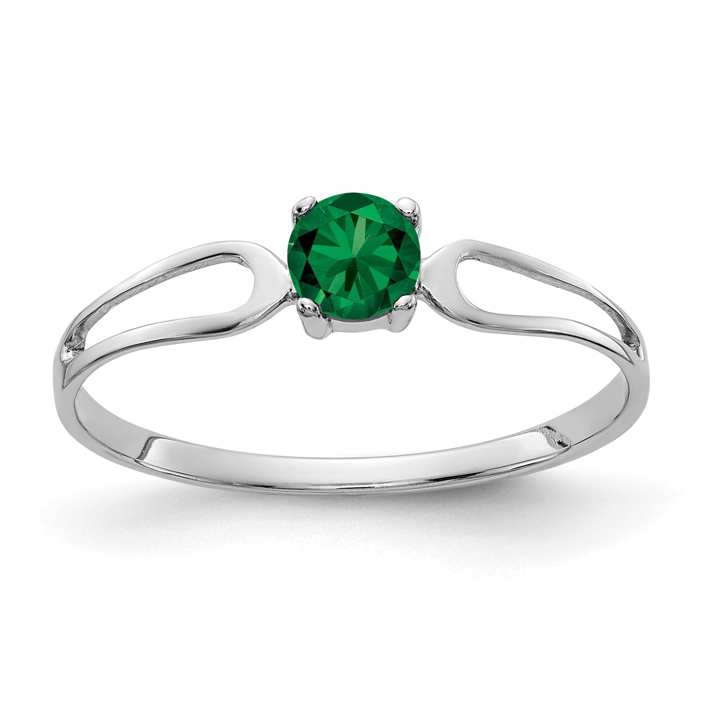 14k White Gold 4mm Round Mount St. Helens Split Shank Ring