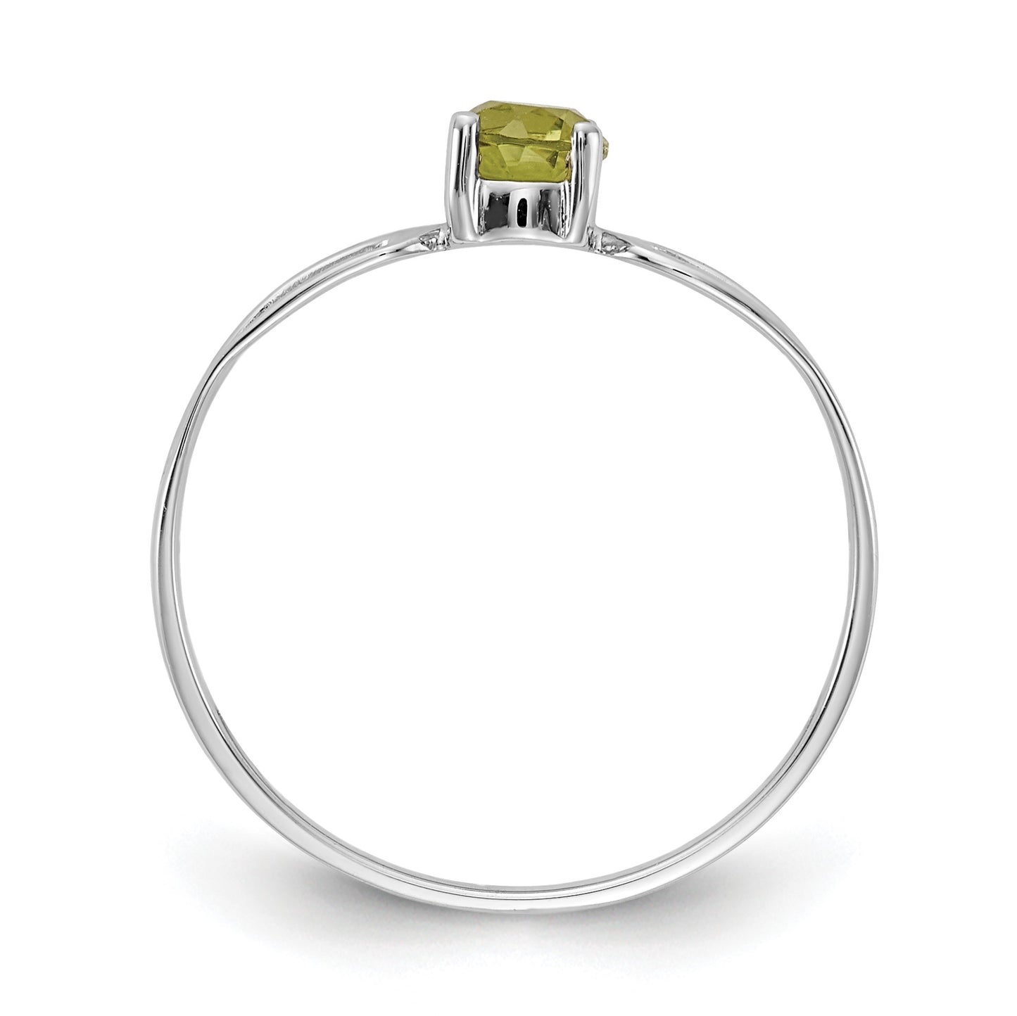 14k White Gold 4mm Round Peridot Split Shank Ring