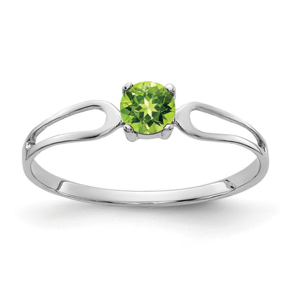 14k White Gold 4mm Round Peridot Split Shank Ring