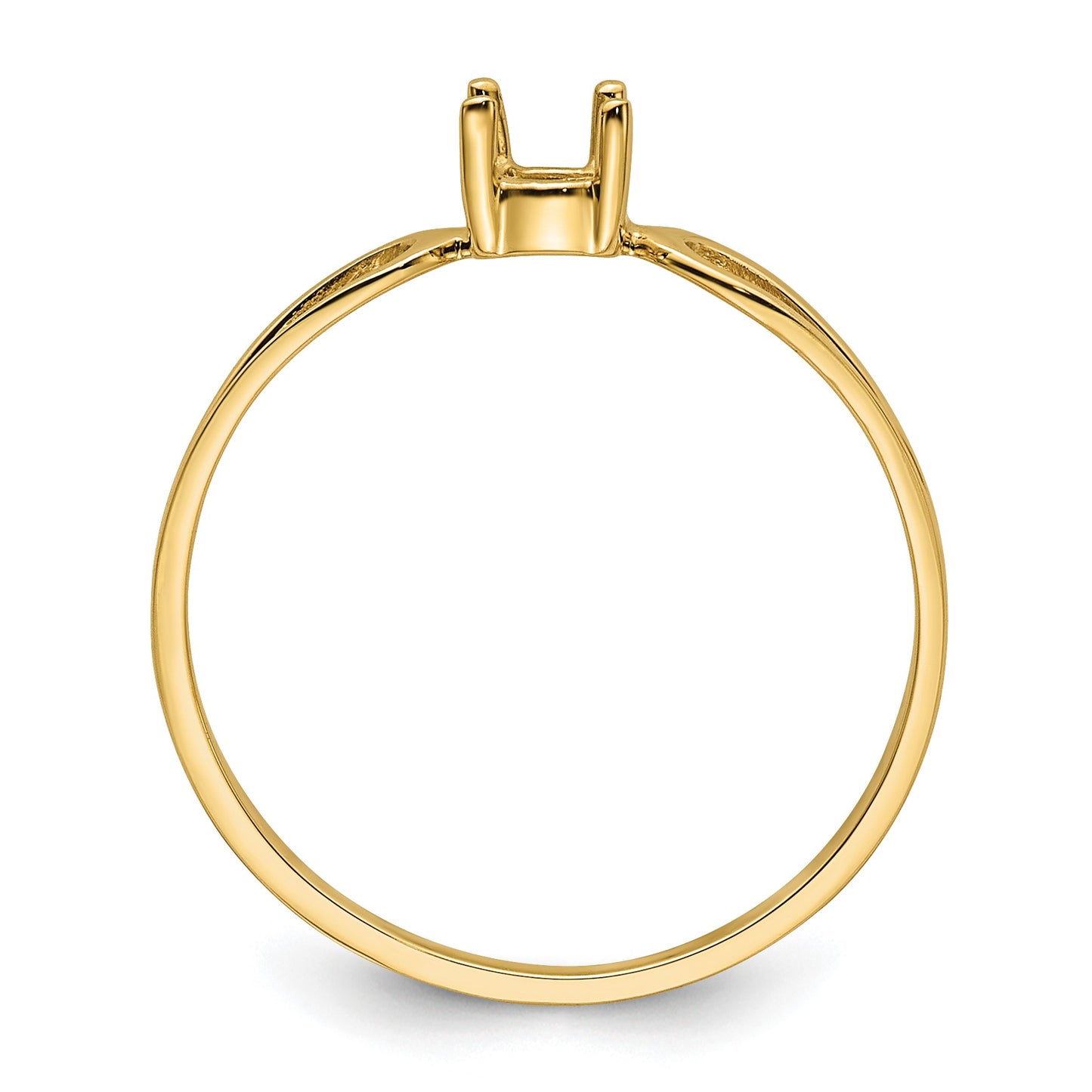 14k Polished Holds 4mm Round Gemstone Ring Mounting