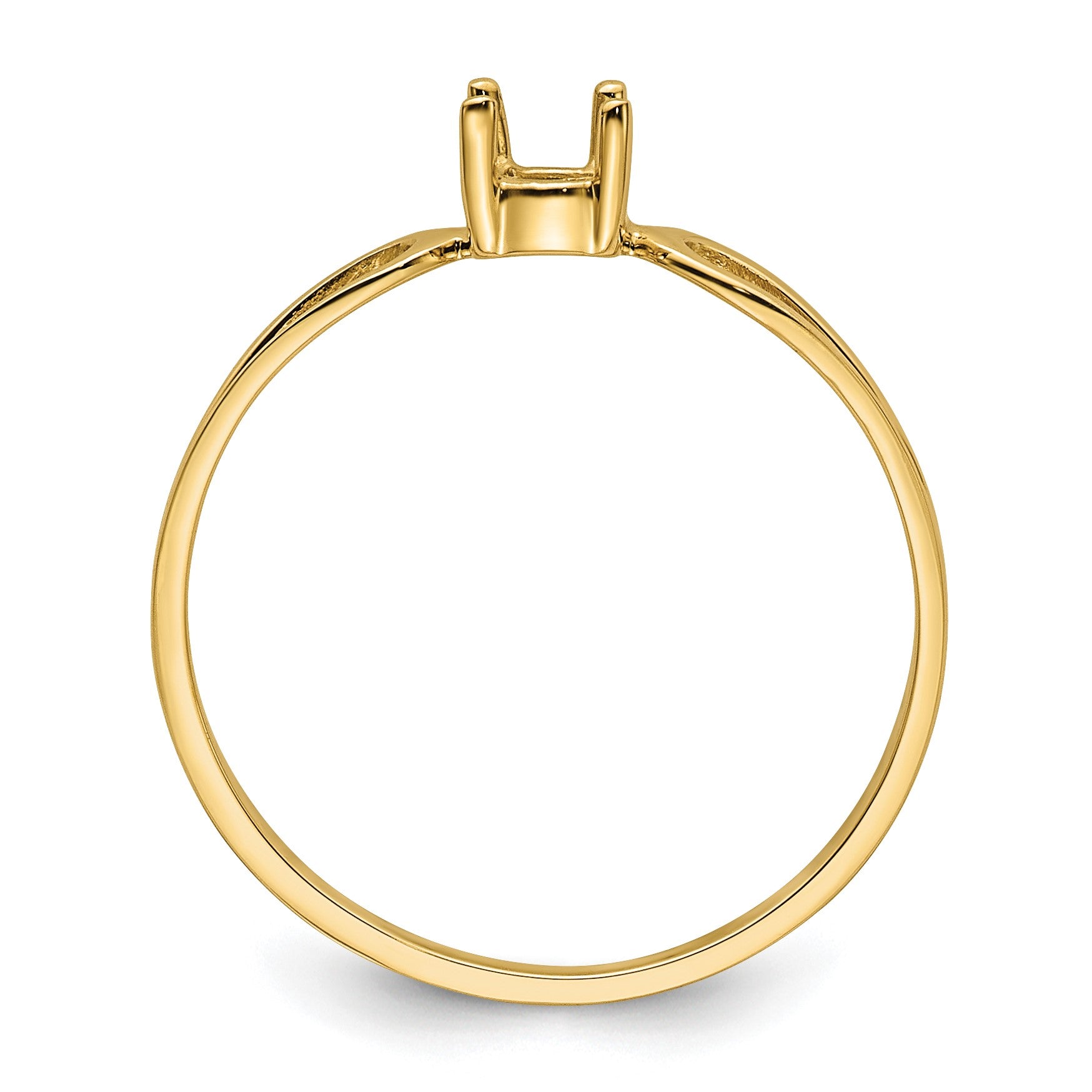 14k Polished Holds 4mm Round Gemstone Ring Mounting