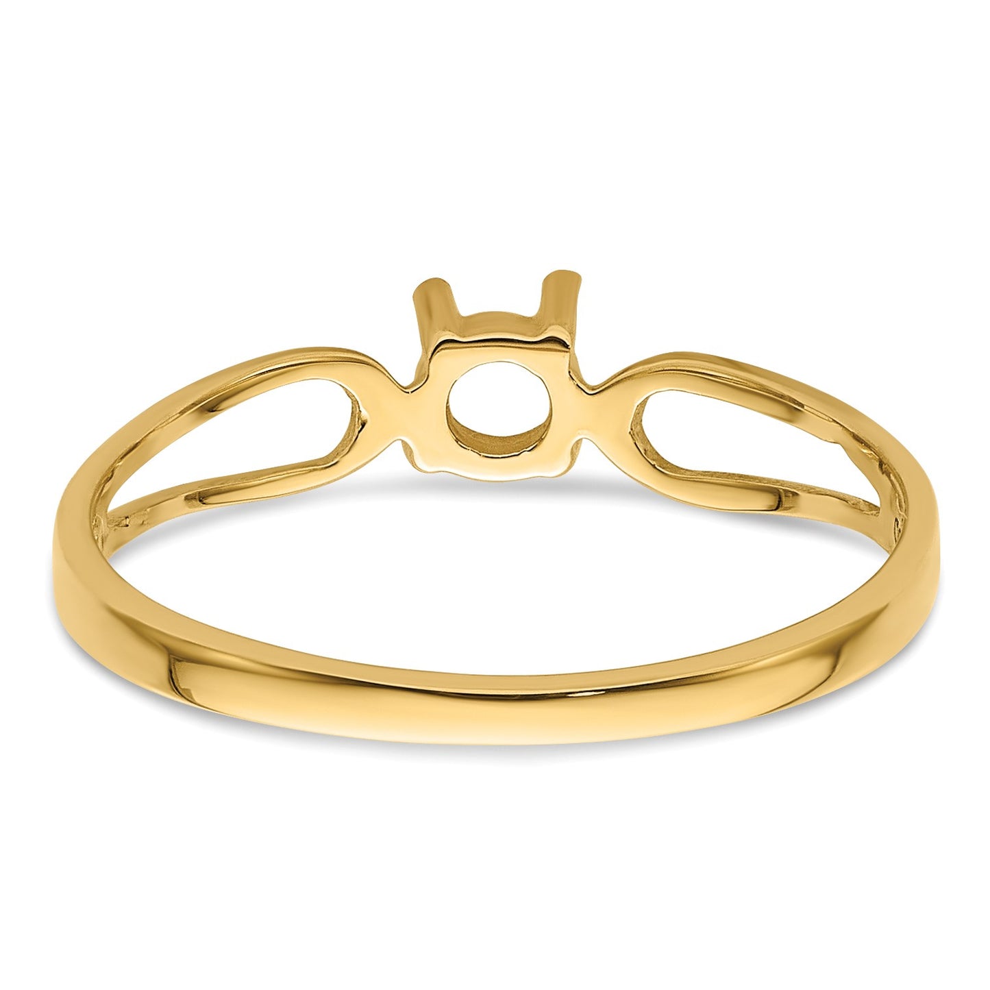 14k Polished Holds 4mm Round Gemstone Ring Mounting