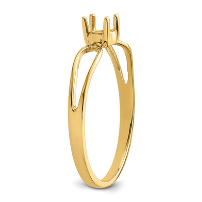 14k Polished Holds 4mm Round Gemstone Ring Mounting