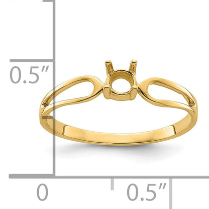 14k Polished Holds 4mm Round Gemstone Ring Mounting