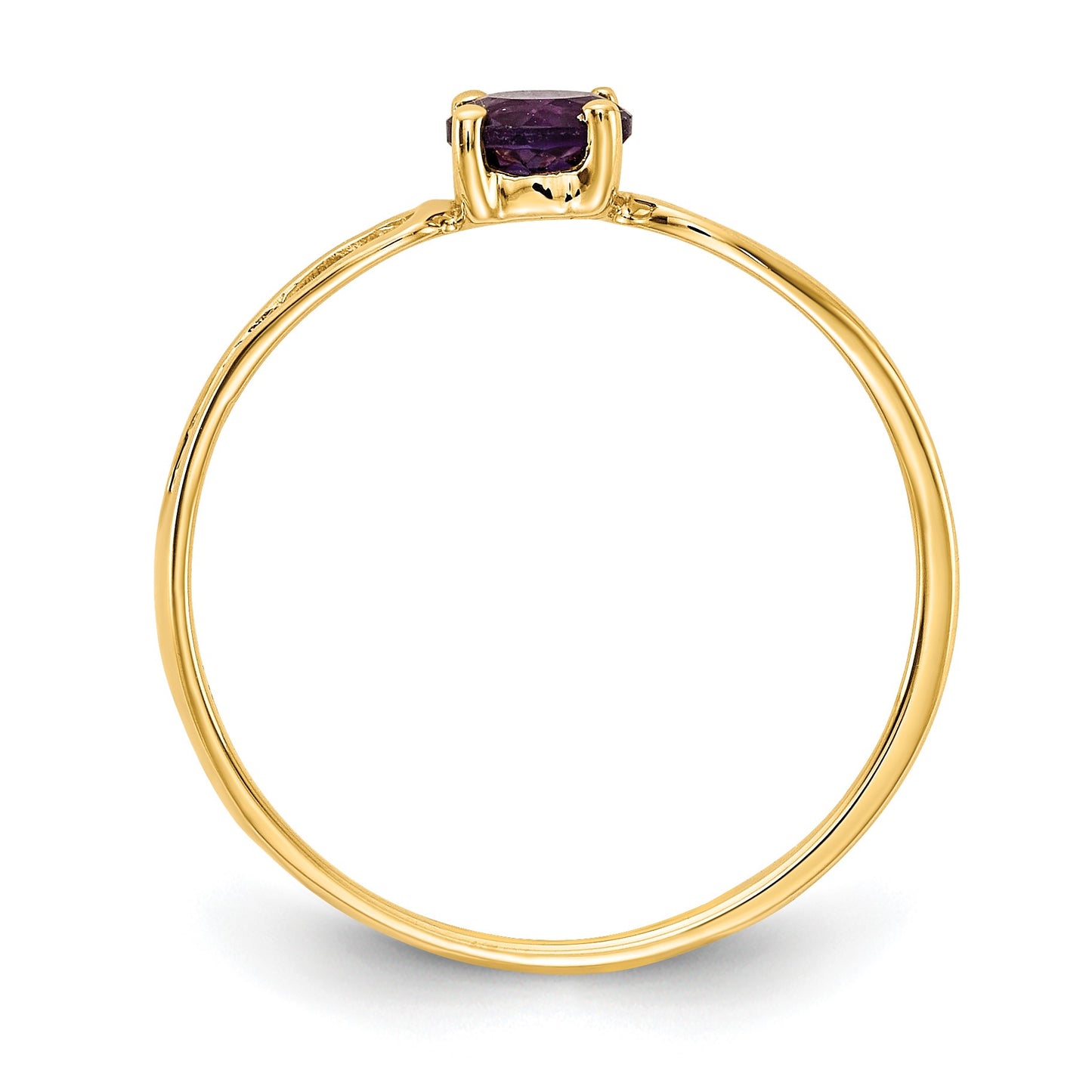 14k 4mm Round Amethyst Split Shank Ring