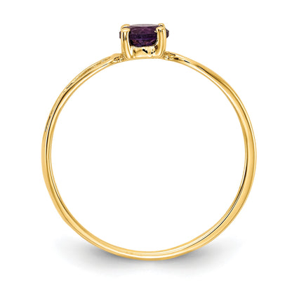 14k 4mm Round Amethyst Split Shank Ring