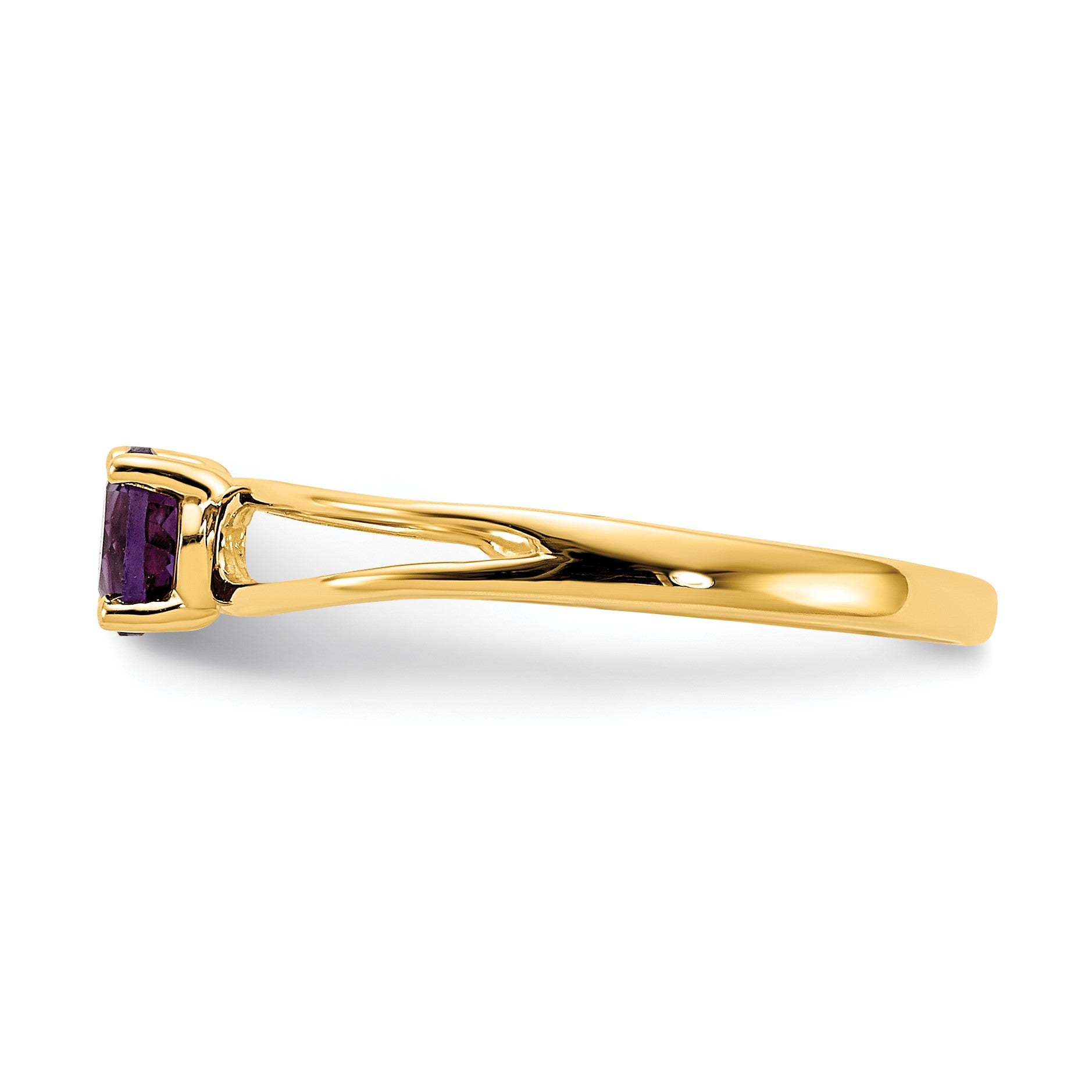14k 4mm Round Amethyst Split Shank Ring