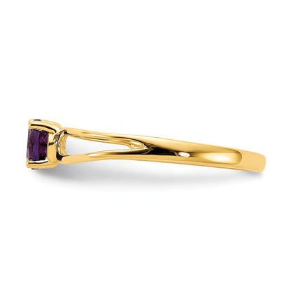14k 4mm Round Amethyst Split Shank Ring