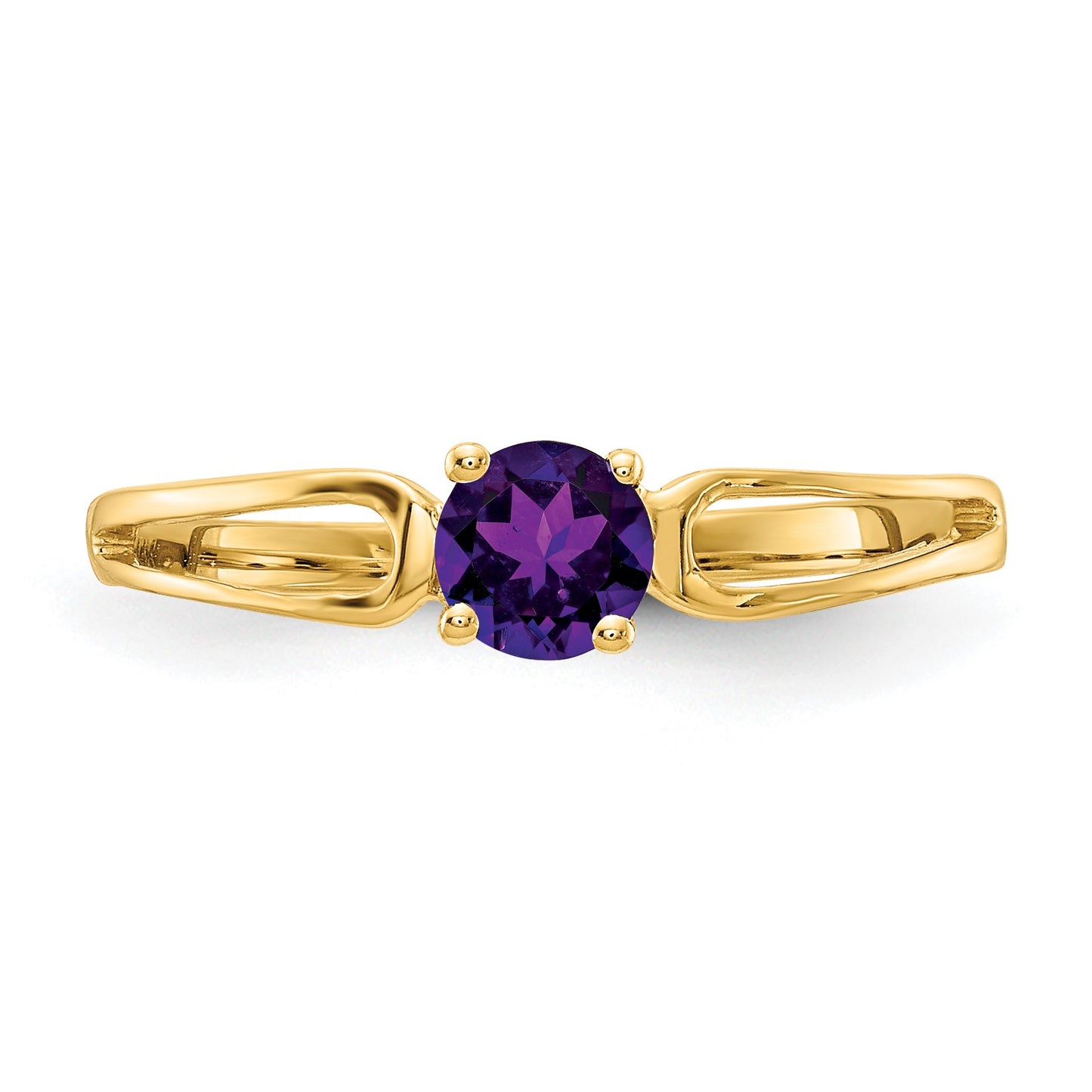 14k 4mm Round Amethyst Split Shank Ring