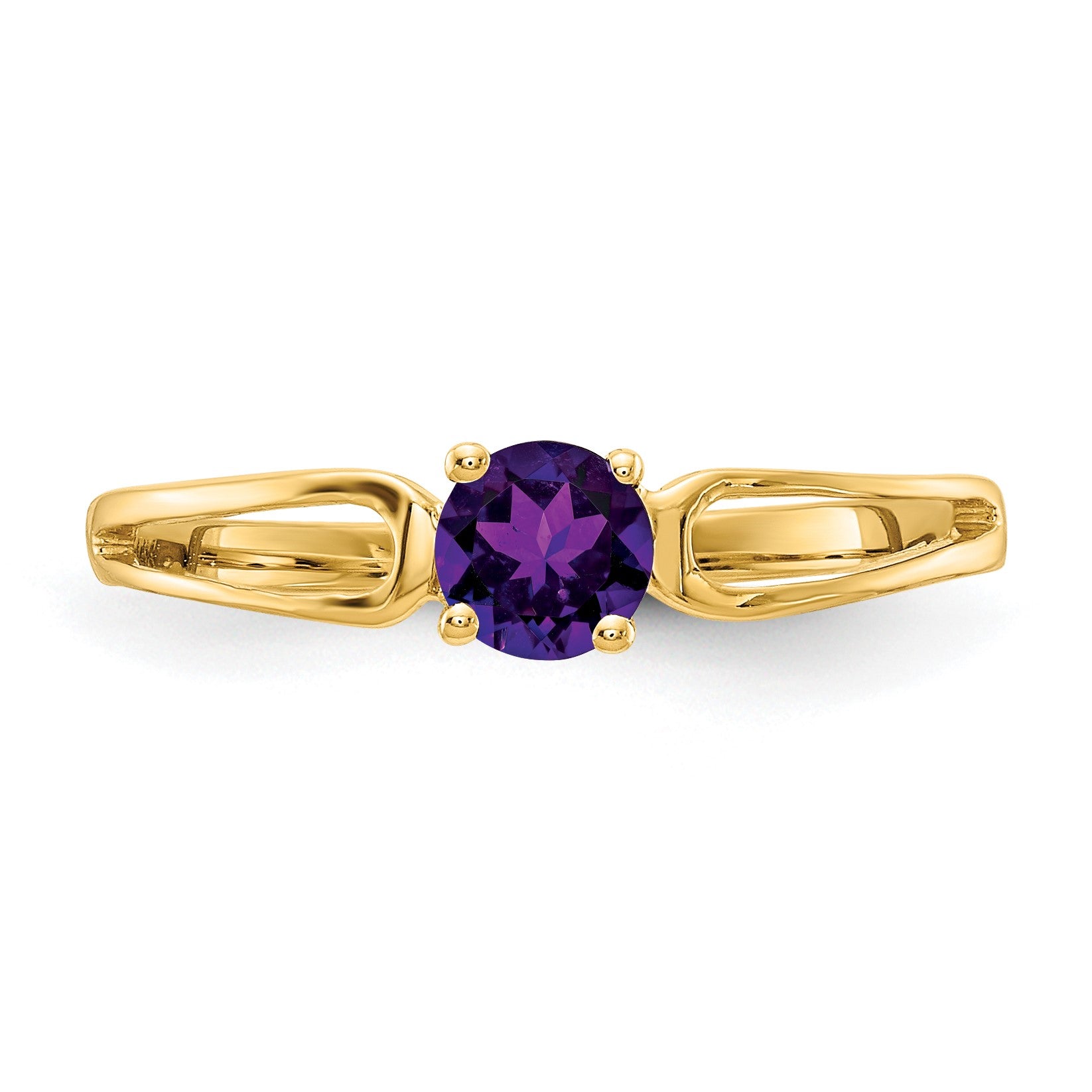 14k 4mm Round Amethyst Split Shank Ring