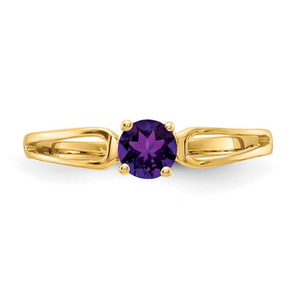 14k 4mm Round Amethyst Split Shank Ring