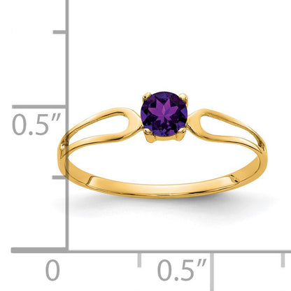 14k 4mm Round Amethyst Split Shank Ring