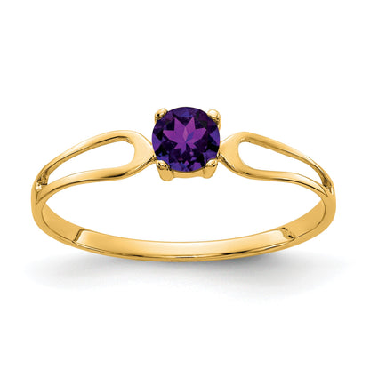 14k 4mm Round Amethyst Split Shank Ring